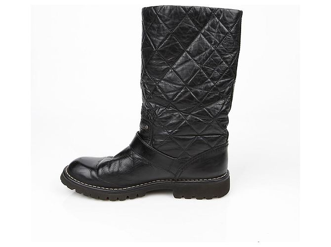 Botas Biker Chanel em pele preta 39 Preto - vista 7
