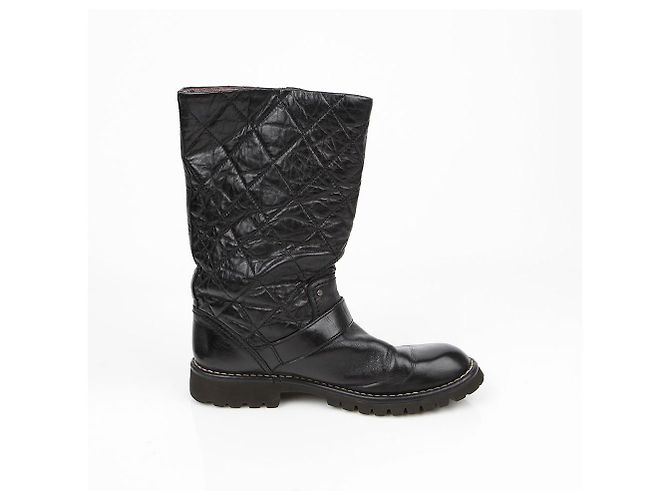 Botas Biker Chanel em pele preta 39 Preto - vista 8