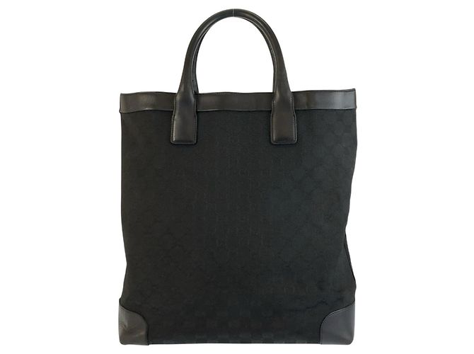Bolsa Tote Gucci GG Canvas e Couro Preto - vista 2