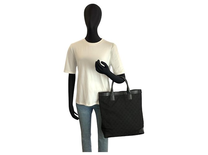 Bolsa Tote Gucci GG Canvas e Couro Preto - vista 7
