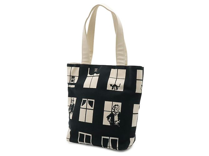 2.55 Borsa Tote Chanel Canvas Windows Line Nero - vista 2