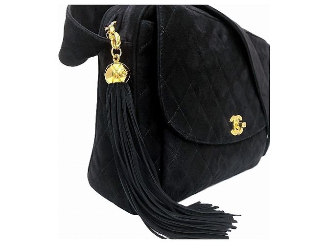 Borsa a tracolla Chanel Matelasse in scamosciato Nero - vista 9