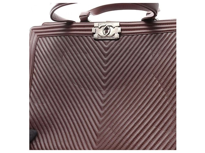 Chanel Boy V-Stitch Lammfell Tote Bag Braun - Ansicht 5