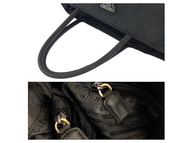 Prada Nylon Tessuto Tote mit Dreieckslogo Schwarz - Ansicht 6