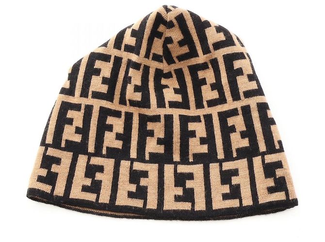 Berretto in lana FENDI Marrone Beige - vista 2