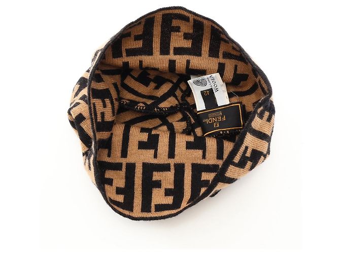 Berretto in lana FENDI Marrone Beige - vista 3