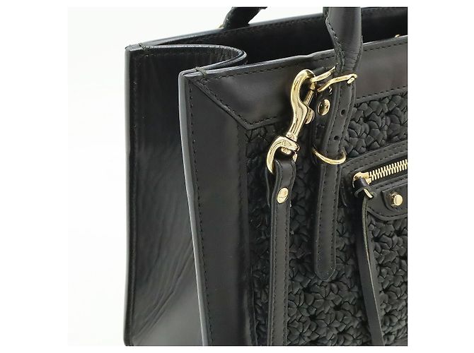 Borsa a 2 vie Balenciaga Mini Paper Leather Nero - vista 4