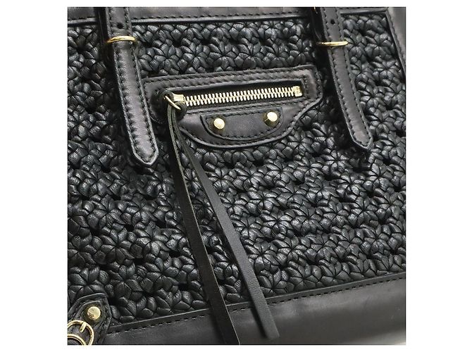 Borsa a 2 vie Balenciaga Mini Paper Leather Nero - vista 9