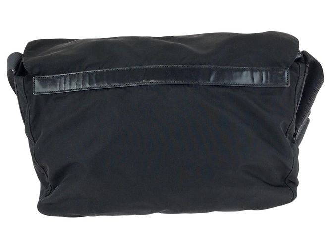 Borsa a Spalla Prada Nylon Leather Tessuto Triangle Logo Nero - vista 2