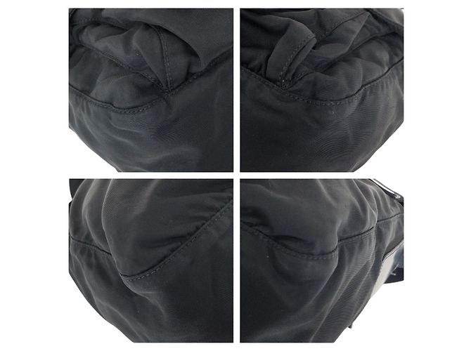 Borsa a Spalla Prada Nylon Leather Tessuto Triangle Logo Nero - vista 3