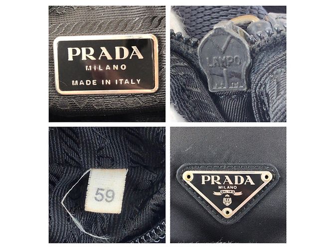 Borsa a Spalla Prada Nylon Leather Tessuto Triangle Logo Nero - vista 4
