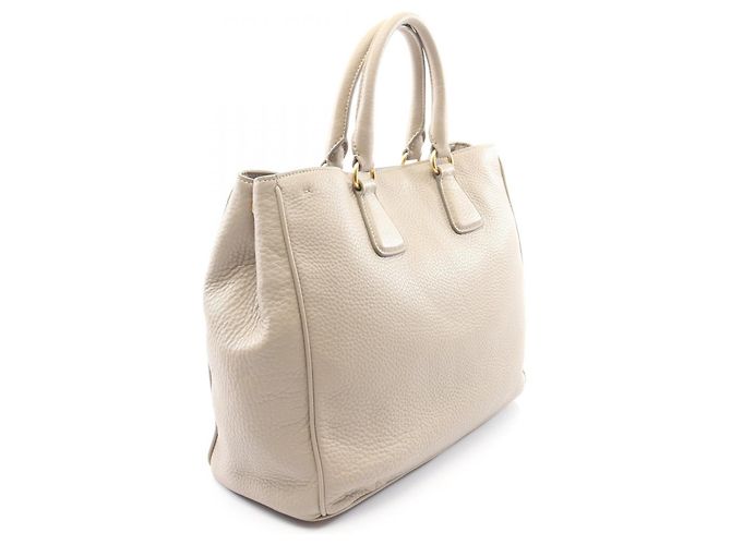 Prada VIT.DAINO Leder 2way Tote Bag Braun Beige - Ansicht 2