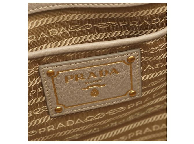Prada VIT.DAINO Leder 2way Tote Bag Braun Beige - Ansicht 4