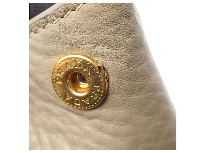 Prada VIT.DAINO Leder 2way Tote Bag Braun Beige - Ansicht 6