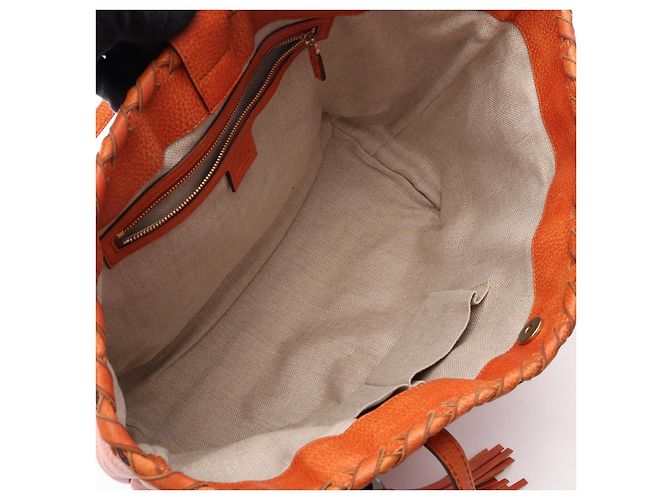 Bamboo Gucci Leather Tote Bag Orange - view 3