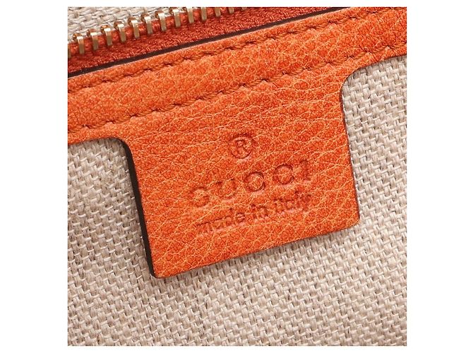 Bamboo Gucci Leather Tote Bag Orange - view 4