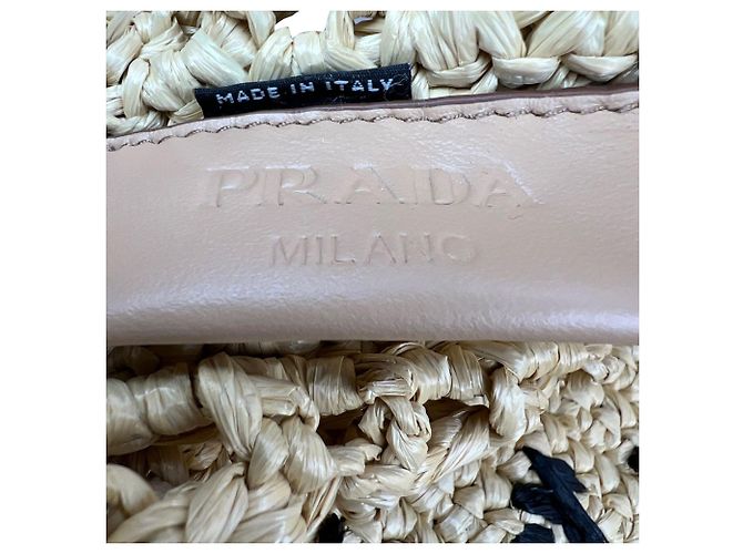 Große Prada Raphia-Häkel-Tote-Bag Natural Braun - Ansicht 10