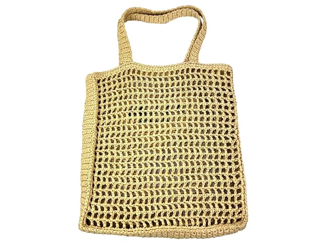 Große Prada Raphia-Häkel-Tote-Bag Natural Braun - Ansicht 2