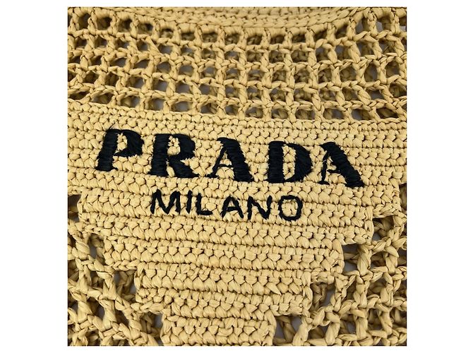 Große Prada Raphia-Häkel-Tote-Bag Natural Braun - Ansicht 8