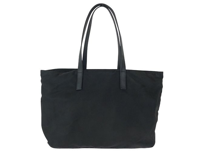 Prada Nylon Leather Tessuto Logo Tote Bag Schwarz - Ansicht 2