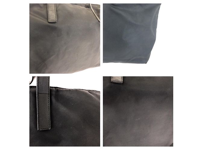 Prada Nylon Leather Tessuto Logo Tote Bag Schwarz - Ansicht 5