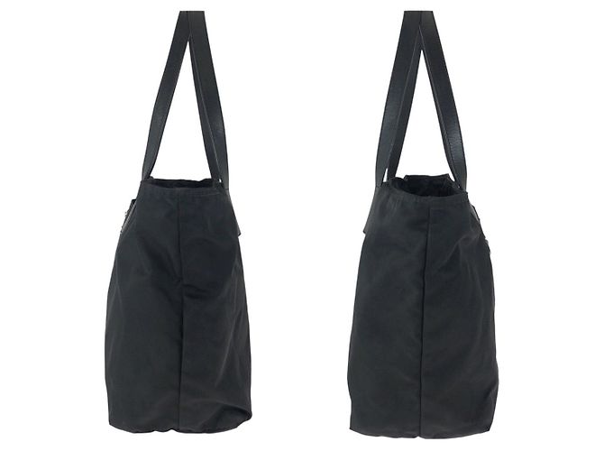 Prada Nylon Leather Tessuto Logo Tote Bag Schwarz - Ansicht 8