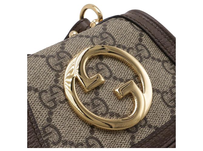 Borsa a tracolla Gucci Blondie Interlocking G GG Supreme Marrone Beige - vista 4