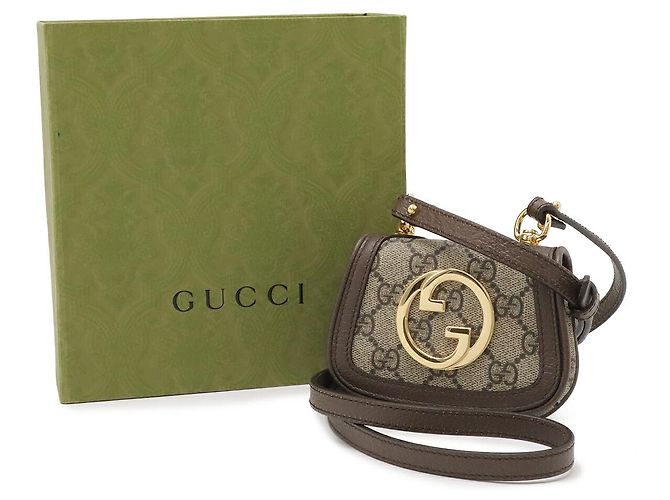 Borsa a tracolla Gucci Blondie Interlocking G GG Supreme Marrone Beige - vista 8