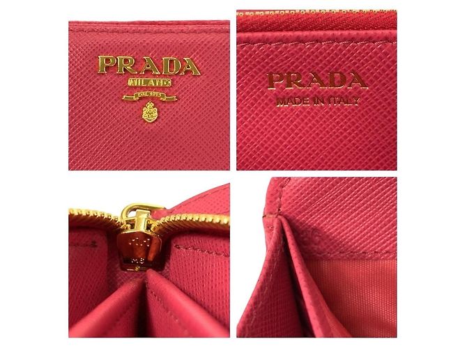 Langer Prada Saffiano Ledergeldbörse Pink - Ansicht 3