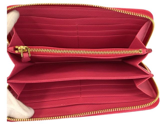 Langer Prada Saffiano Ledergeldbörse Pink - Ansicht 4