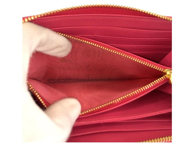 Langer Prada Saffiano Ledergeldbörse Pink - Ansicht 5