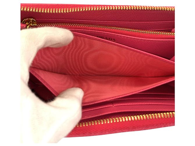 Langer Prada Saffiano Ledergeldbörse Pink - Ansicht 6