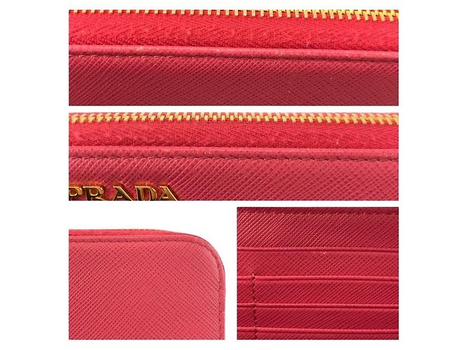 Langer Prada Saffiano Ledergeldbörse Pink - Ansicht 9
