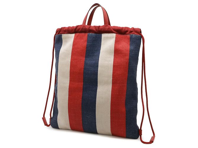 Gucci Canvas Leather Tricolor Drawstring Rucksack Rot - Ansicht 2