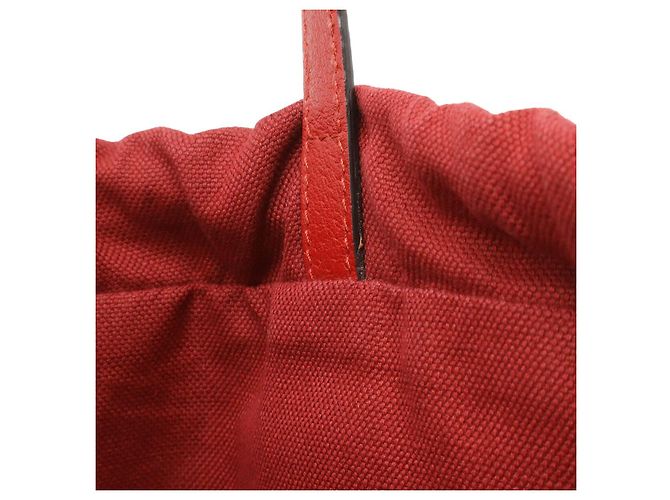 Gucci Canvas Leather Tricolor Drawstring Rucksack Rot - Ansicht 7