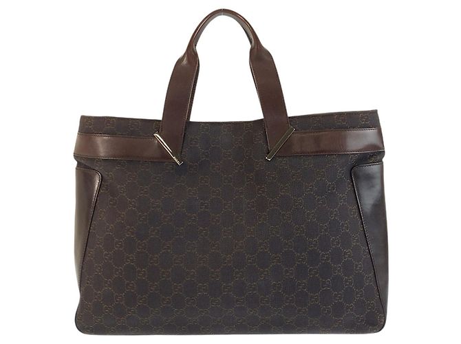 Borsa Tote in tela GG marrone e pelle Gucci - vista 2