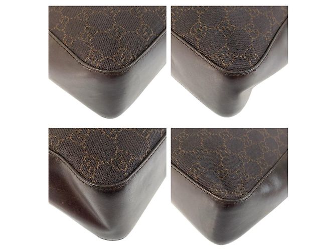 Borsa Tote in tela GG marrone e pelle Gucci - vista 4