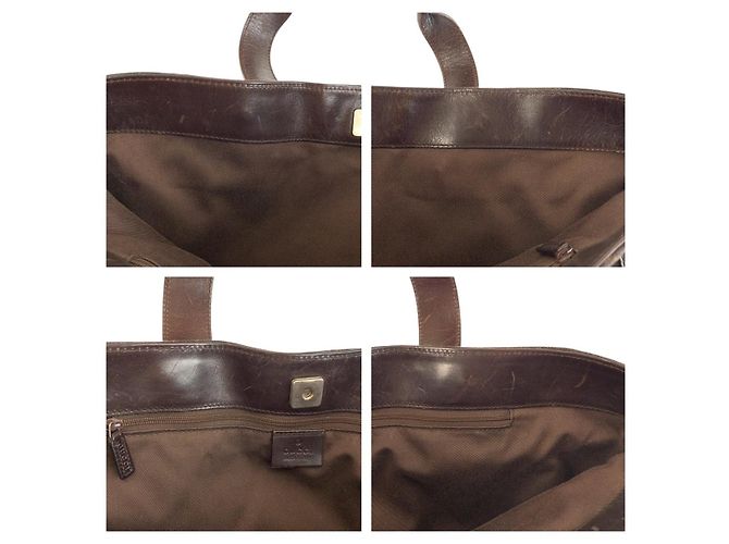 Borsa Tote in tela GG marrone e pelle Gucci - vista 5