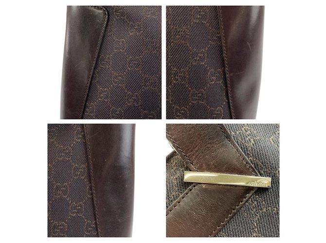 Borsa Tote in tela GG marrone e pelle Gucci - vista 6