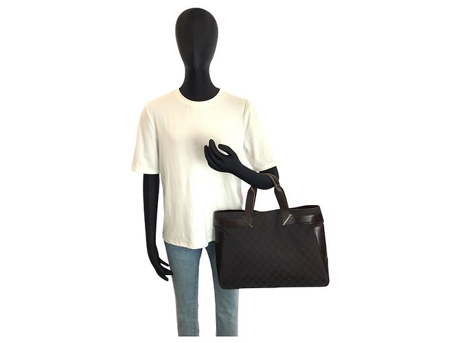 Borsa Tote in tela GG marrone e pelle Gucci - vista 7