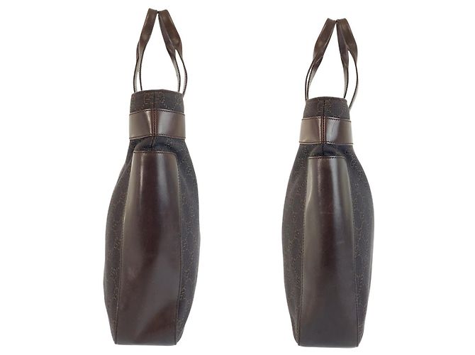 Borsa Tote in tela GG marrone e pelle Gucci - vista 8