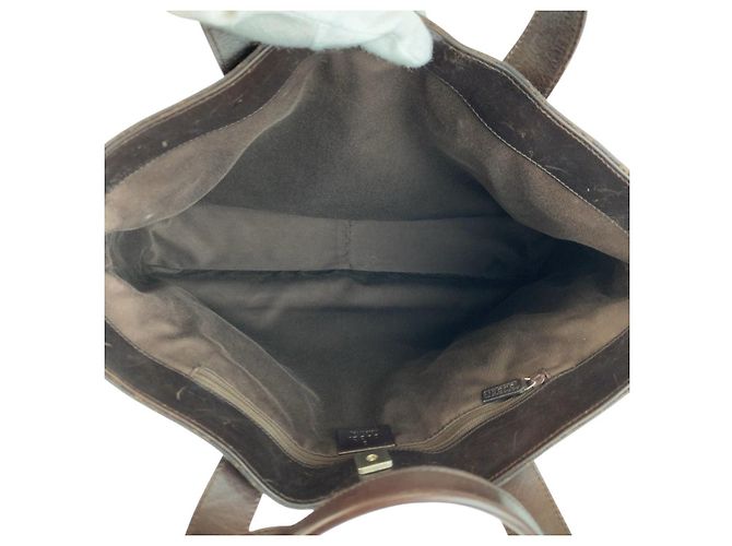 Borsa Tote in tela GG marrone e pelle Gucci - vista 9
