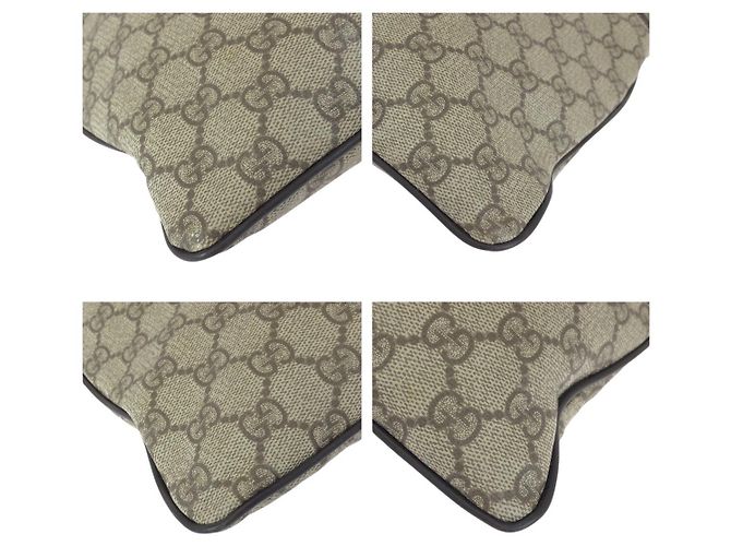 Borsa a tracolla Gucci in tela GG Supreme beige e marrone scuro - vista 3