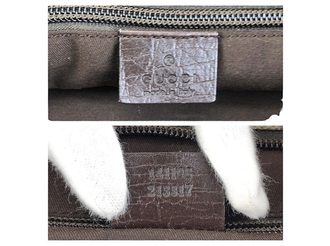 Borsa a tracolla Gucci in tela GG Supreme beige e marrone scuro - vista 4