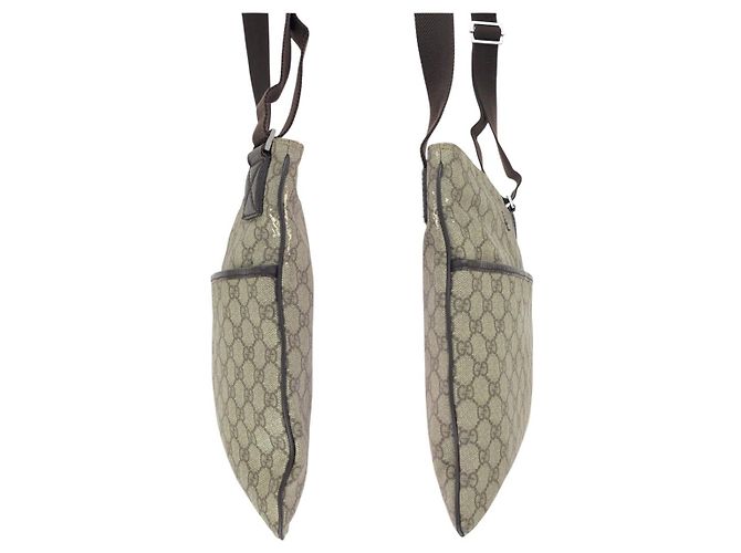 Borsa a tracolla Gucci in tela GG Supreme beige e marrone scuro - vista 8