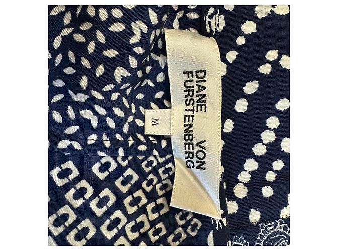 Mini abito Reid Patchwork stampato in seta blu navy Diane von Furstenberg - vista 4