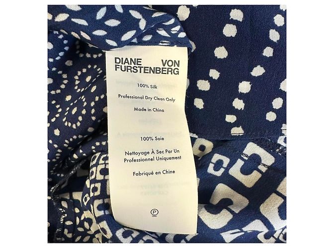 Mini abito Reid Patchwork stampato in seta blu navy Diane von Furstenberg - vista 5