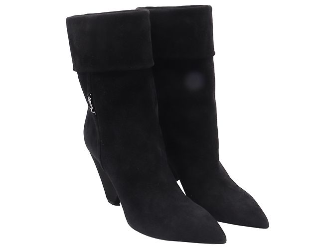 Botines de cuña Niki 85 en ante negro Saint Laurent - vista 3