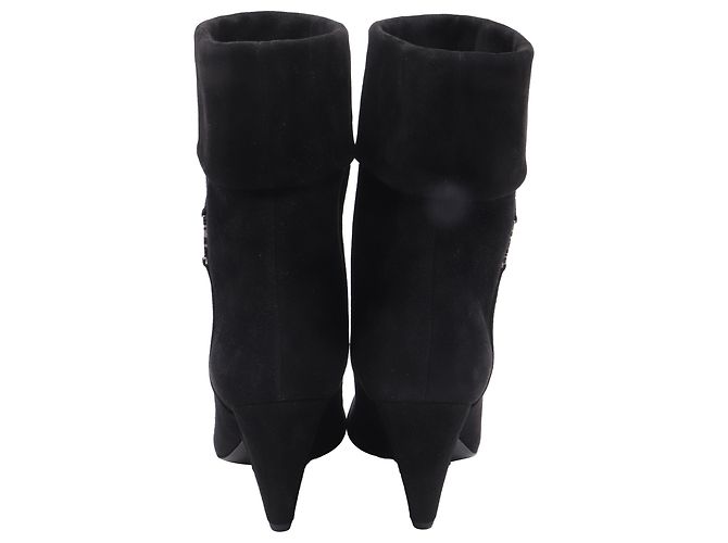 Botines de cuña Niki 85 en ante negro Saint Laurent - vista 4