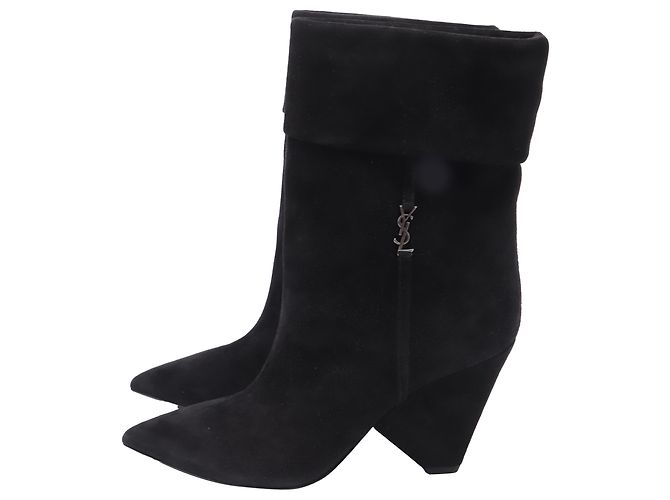 Botines de cuña Niki 85 en ante negro Saint Laurent - vista 5